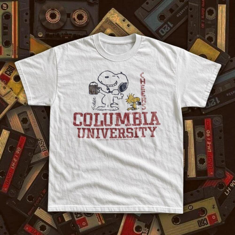 90S Snoopy Columbia University White T-Shirt